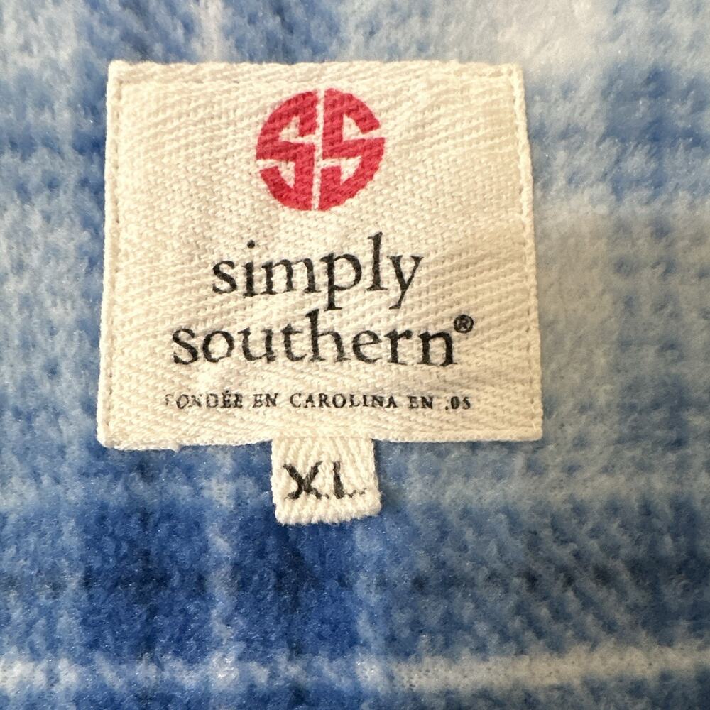 Simply Southern Women’s Blue/White Plaid Shacket Jacket Button Front Collared XL - Picture 7 of 13